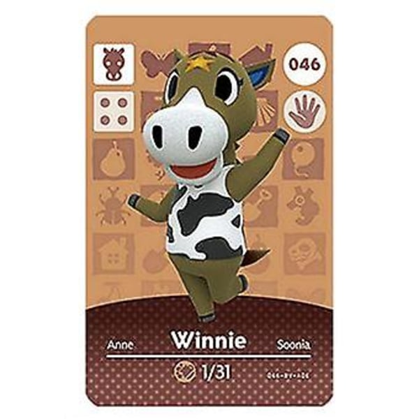 Nfc-spelkort för Animal Crossing, kompatibel med Nintendo Switch Amiibo / Switch Lite / Wii U  046 Winnie