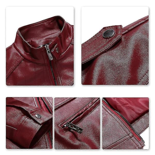 Cool Men's PU Leather Zipper Motorcycle Jacket with Lapel, Plus Size