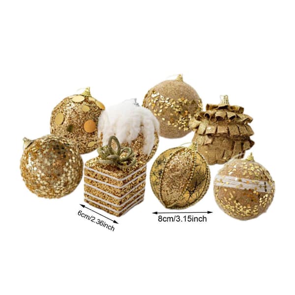 Julekuler Ornamenter Juletrepynt til Hjem Bursdagsfest Medium Gold 8PCS
