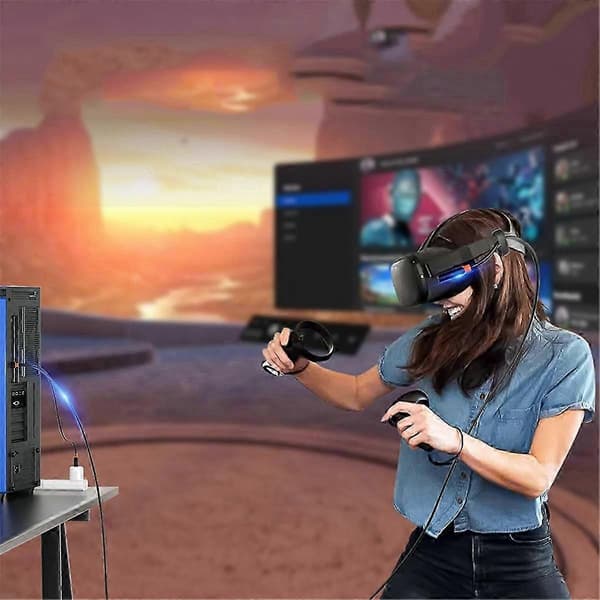 USB3.2 Gen1 VR Link-kabel for Quest 1 2 3/ Neo 3/ 4 Hurtiglading 9V 2A 5Gbps USB-C VR Stream Line