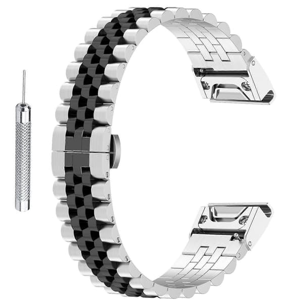 För Garmin Fenix 7S Klockarmband Multicolor Silver\/Black