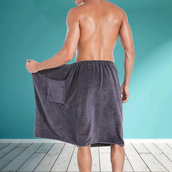 Blødt Herretøj Bærbar Badehåndklæde Med Lomme Blødt Mikrofiber Magisk Svømme Strandhåndklæde Saunahåndklæder Toalla De Playa 70*140cm Grey