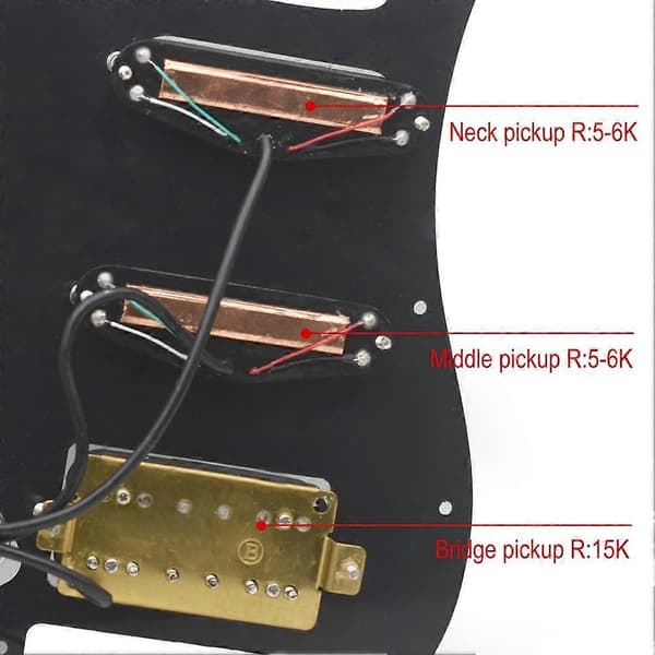 SSH-Coil Splitting Elgitarr Plektrumskydd 2 Mini Humbucker + 1 Humbucker + Tyst Strömbrytare Laddad Förkopplad Black