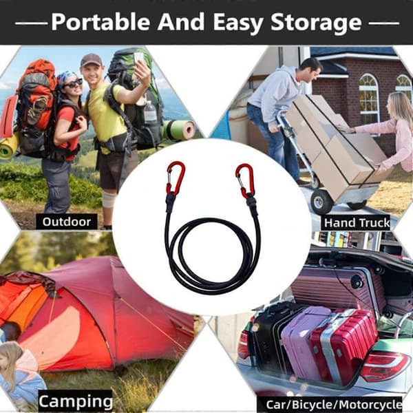 Gummispännare med karbinhake Bungee Cord Expander Spännrem Bagagerem 90cm