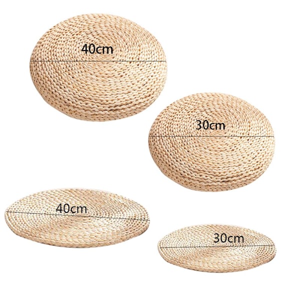Tatami Futon Meditasjonspute tykk/tynn Rund Pute Maiskolbe Stråflettet Matte Japansk Stil Pute med Silkevatt Single Layer diameter 30