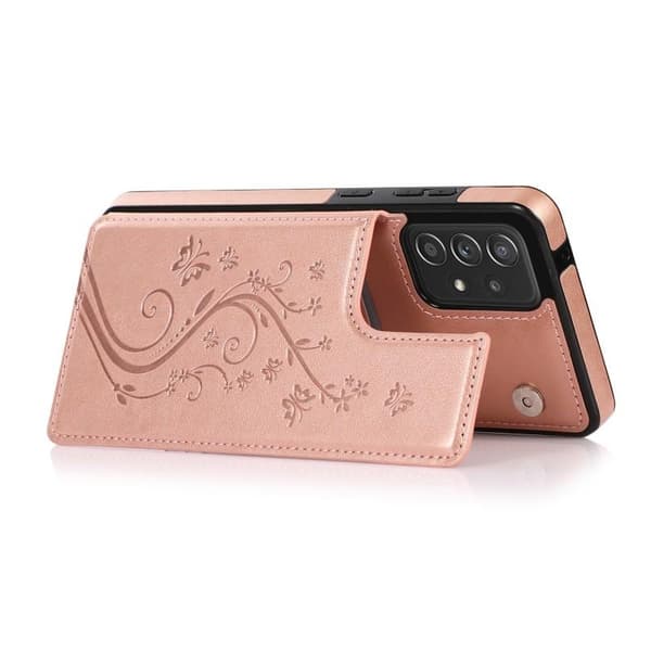 Samsung A53 5G Støtsikkert Deksel Kortholder 3-ROM Flippr V2 Rosa guld pink