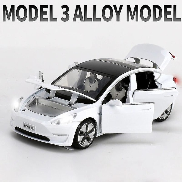 1:32 Tesla Model X Model 3 Model S Model Y Metalliseos Automalli Painevaletut Leluauto Ääni Ja Valo Lasten Lelut Lapsille Lahjat Poika Lelu Model 3 White