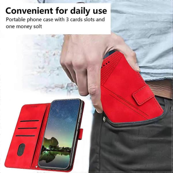 Etui til Honor X8 4G Læder Flip Folio Stærk Magnetisk Lukning Pro... Red