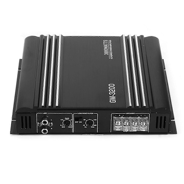 3800W 2-kanals bilforstærker: 12V Sort Aluminium Auto HiFi Stereo Forstærker