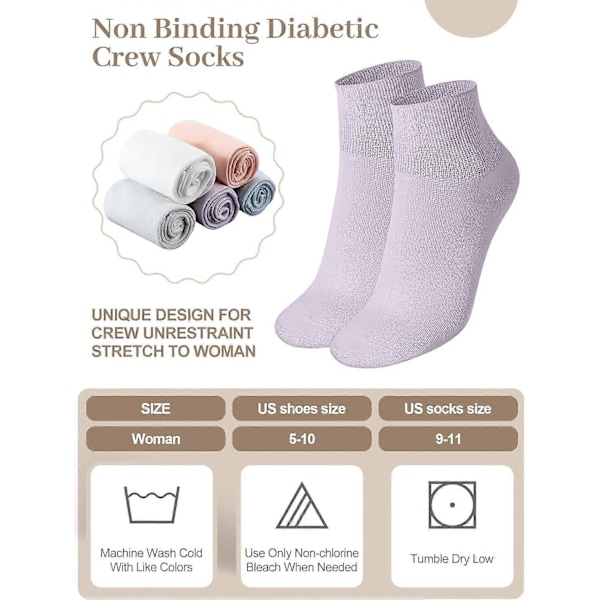 10 Par Diabetessockor för Kvinnor Icke-Åtsittande Ankelstrumpor Mjuka Lösa Strumpor
