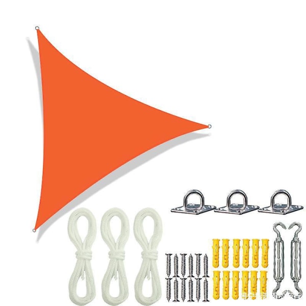 Hot rea på sommaren 3 * 3 * 3 m orange triangel vattentätt paraplysegel med 304 monteringstillbehör i rostfritt stål