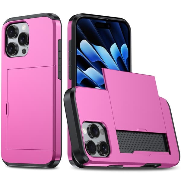 iPhone 16 Pro Skal Med Kortfack Hybrid Rosa 52