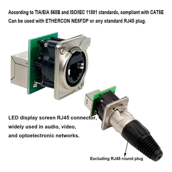 20 stk. Ethercon RJ45 chassisuttak, Ethercon NE8FDP gjennomkobling, RJ45 Cat5 serie D panelmontert uttak