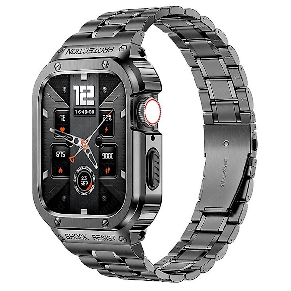 Rustfrit stål etui + armbånd til Apple Watch Band 44mm 45mm 49mm 45 Mm stødfangerbeskyttelse tilbehør Iwatch Ultra Series 8 6 Se 7 armbånd space grey space gray 44mm