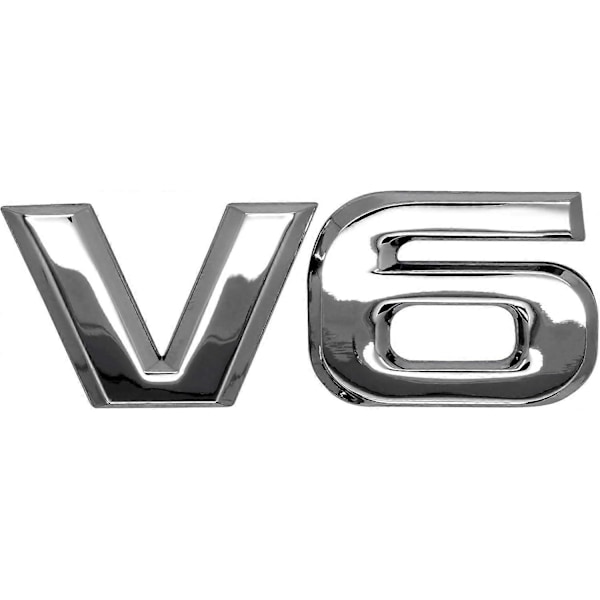 V6 Krom Metall Emblem med 3D-Logo för Bil