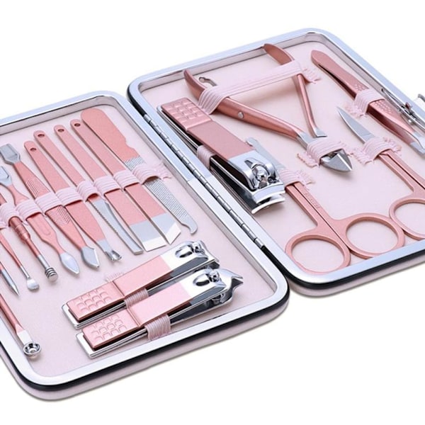 Nagelkonst Nagelsax Set Hem Nagelsax - Klassiskt 18 Delars Roséguld Set (Beige Förpackning)