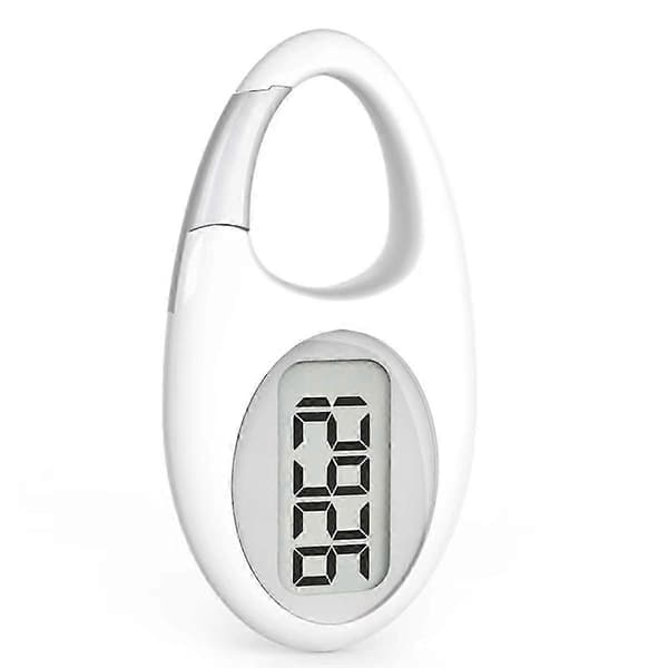 Mini Digital Skritteller 3D Gå Stegteller Hvit & Sølv White  Silver