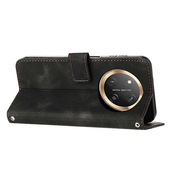 Fodral Kompatibelt med Honor Magic 7 Lite Skyddande Flip Mjukt PU Läder Telefonskal Kompatibelt med Honor Magic 7 Lite Black