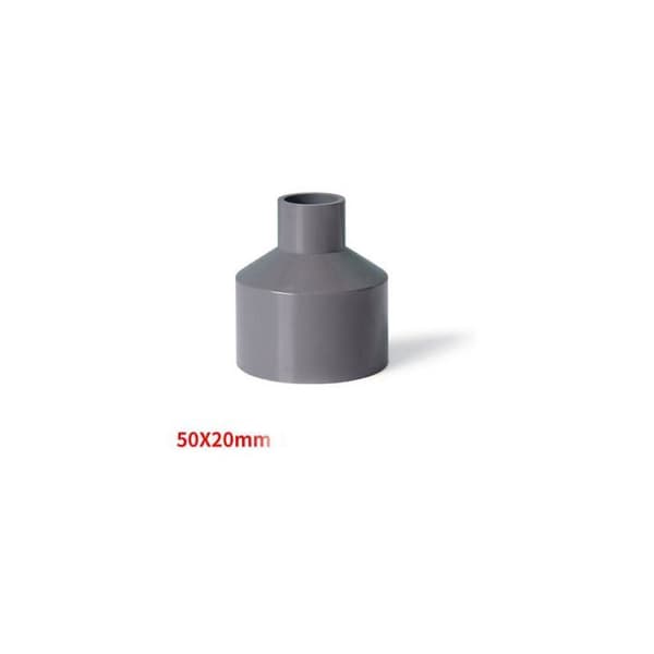 PVC-putken supistusliitin 50 mm x 20 mm, muhviliitin, harmaa, 2 kappaletta