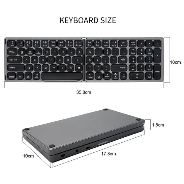 Wireless Bluetooth keyboard, 81 keys foldable keyboard for tablet and smartphone