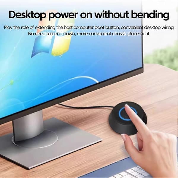 Computer Desktop Switch 1,8m PC Bundkort Ekstern Start Strøm LED Lys Knap Forlængerkabel Rund Startkontakt B White