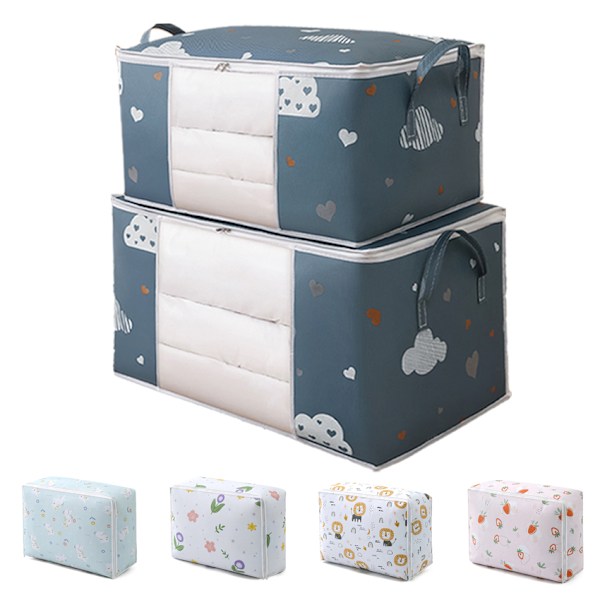 Förvaringsväska för täcken Garderob Kudde Vinterkläder Hållare Låda Stapelbara Leksaker Böcker Jeans Organizer Väska Vikbar Filt Förvaringsväska Strawberry - L