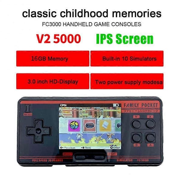 FC3000 V2 Retro Handheld Game Console IPS Screen Video Game with Joystick 4000+ Games