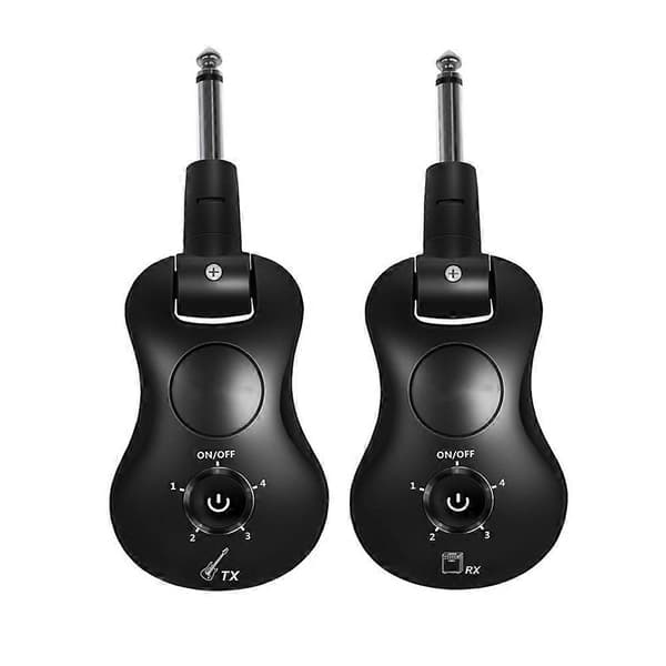 2.4G trådløst guitarsystem digital sender og modtager 4 kanaler version til elektrisk guitar bas Black