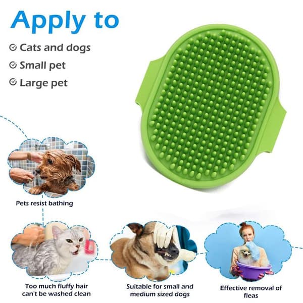 1 badebørste, skum, gummibørster, rengøring og massage, til hunde og katte.
