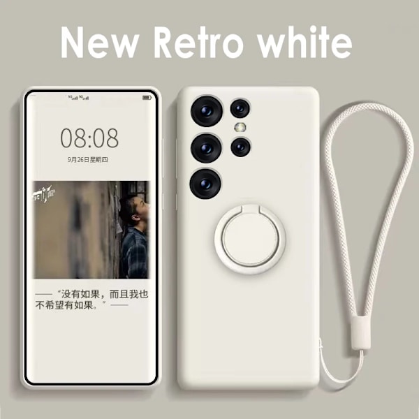 Flytende Silikon Ring Deksel for Samsung Galaxy S23 Ultra 360 Beskyttende Mykt Stoff Telefon Shell S23Plus S22 Ultra S21Ultra Hvit White For Samsung S21Ultra