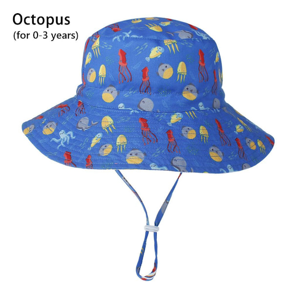 Sommar Baby Solhatt Barn Utomhus Nacke Öron Skydd Anti UV-skydd Strandhattar Pojke Flicka Badhattar För 0-8 År Octopus (for 0-3 years)