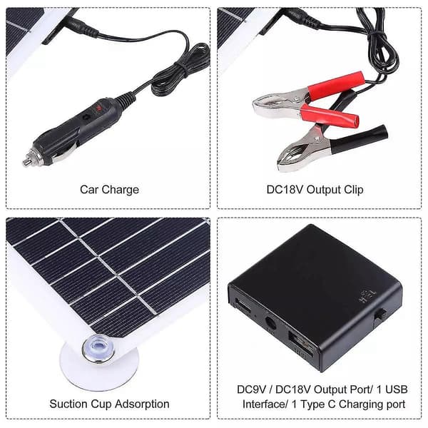 300w Solcellepanel 12v 5v Dobbel Usb Monoin Solceller Lader -5
