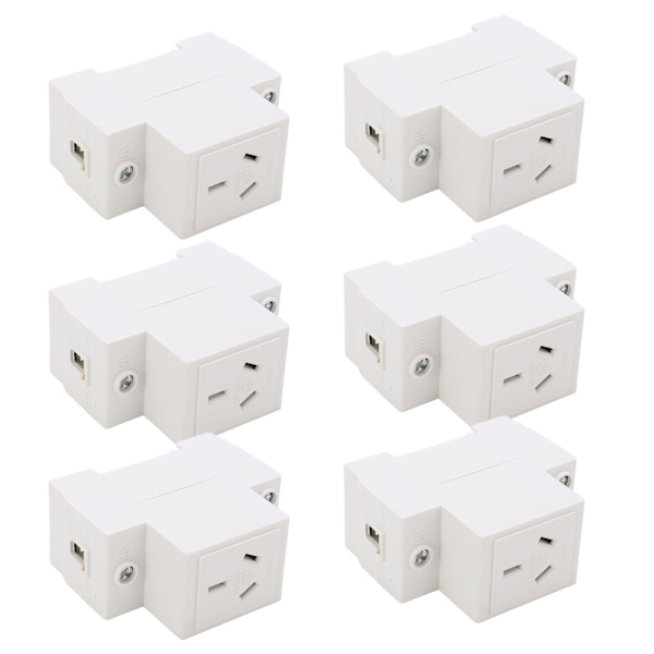 6 st Modular Socket Guide Rail Power Socket 3 Hole 250V Industrial Power Socket for Electrical Appliance AC30‑103 10A