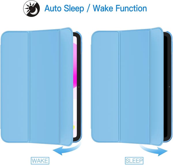 Case for iPad (A16) 11th/10th Generation (2025/2022), Slim Stand Hard Back Case Auto Wake/Sleep Function (Sky Blue) Himmelsblå