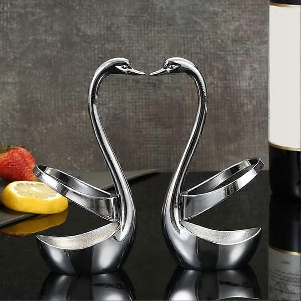 Svanefod Skeholder, Rustfrit Stål Ske- og Gafelsæt Stand Organizer til Middagsbord, Kaffe Bestikholder Silver