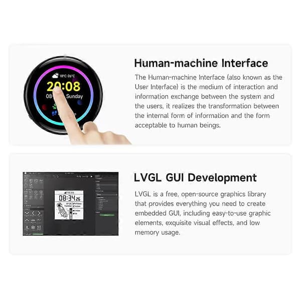 Til 2 RP2350 1.43in AMOLED Touchscreen Udviklingskort Display QMI8658 6- / PCF85063 RTC / SD B Black