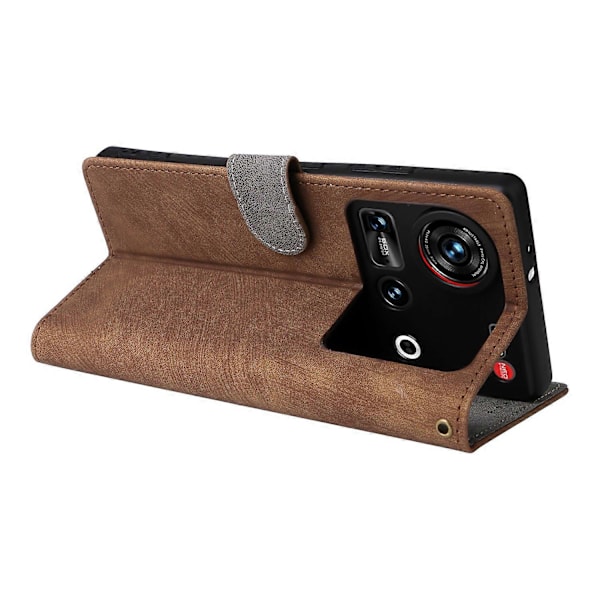 Til ZTE nubia Z70 Ultra Wallet Case RFID-blokering PU Læder Cover Stativ View-Grøn Multicolor Brown