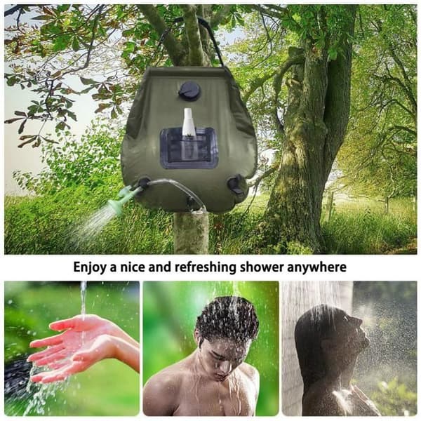 5 Gallon/20L Solar Camping Bruserpose - Camping Bruserpose med varmtvandstemperatur 45°C til vandreture og klatring