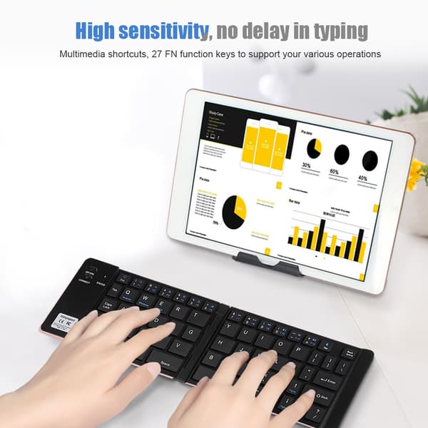 Sammenfoldeligt Mini Bærbart Trådløst Bluetooth-tastatur Universelt Til Telefon Tablet PC (Rosaguld)