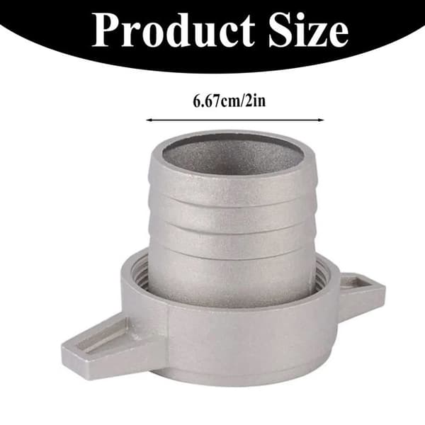 1 Pumpefitting, aluminium, 2 tommer, gummipakning, slangeforbindelse, bilvandpumpe.