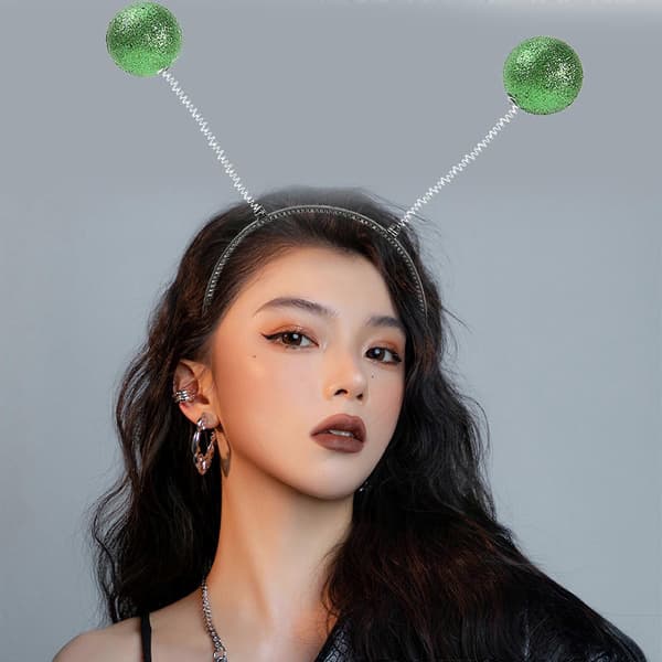 Adorkable Antenne Hodeplagg Ball Kjoler Bursdag Hårbøyler Morsomme Hodeplagg Tegneserie Alien Antenne Hår Hodeplagg Sølv Red