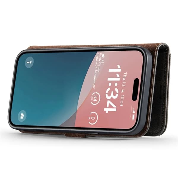 DG.MING iPhone 16 Pungcover Ægte læder - Grå Grå 75