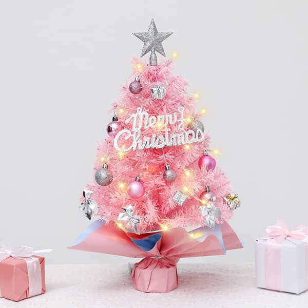 Small Christmas Tree with Lights, 60 cm Artificial Mini Christmas Tree Table Decoration, for Christmas Home Kitchen Dining Table Decor