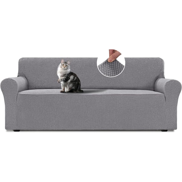 Justerbara 3- och 2-sits sofföverdrag, Stort 3-sits sofföverdrag, Stretch sofföverdrag, Slitstarkt stretch sofföverdrag, Ljusgrå Light Grey Large 3-seater (215-250 cm)