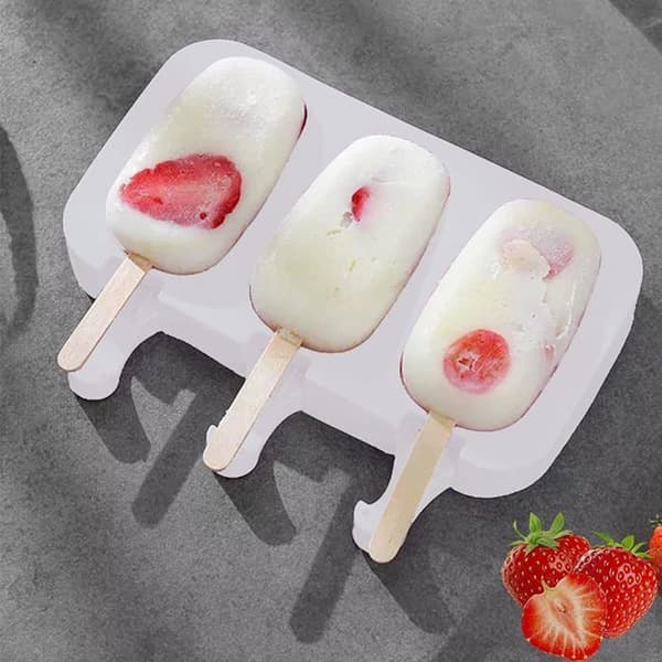 Sett med 1 ispinneform, matkvalitets silikon, 4 eller 8 hulrom, oval, med 50 pinner, for hjemmelagde cakepops og ispinner.