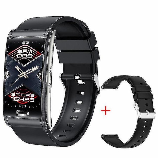 E600 Smart Watch EKG Blodsocker Män Icke-invasiv blodsocker Puls Hälsomätare Kvinnor Sport Smartwath Armband [] Black