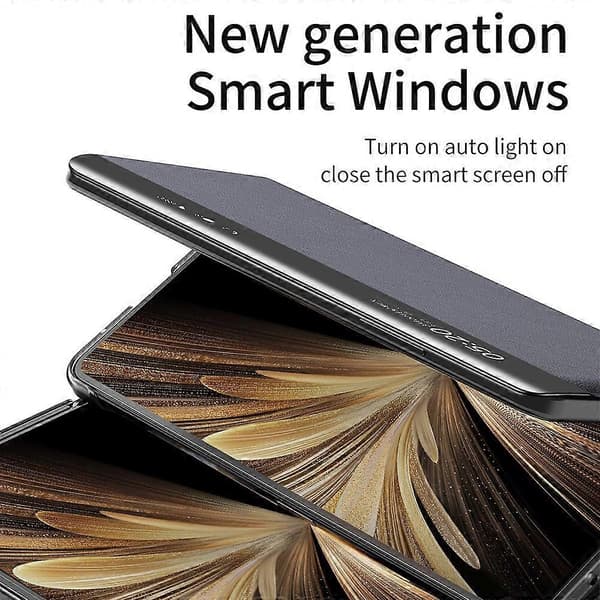 Til Honor Magic V5 5G Etui View Window PU Læder Stand Smart Telefon Cover Sort