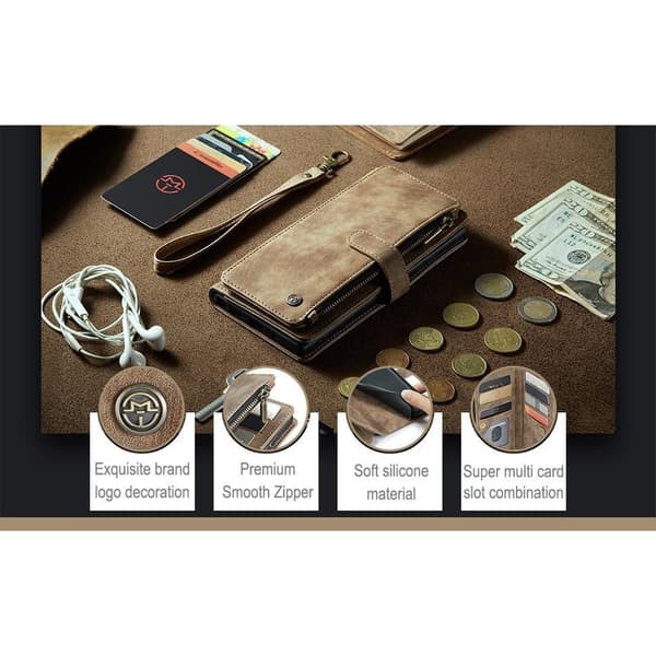 (For Samsung A16) Retro Leather Wallet Case with Detachable Wrist Strap and Multiple Card Slots blå