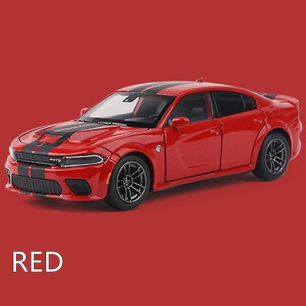 1:32 Dodge Challenger Srt Alloy Sportbilsmodell Diecast Toy Metal Muscle Car Model Simulering Ljud och ljus Barngåvor Hellcat Red