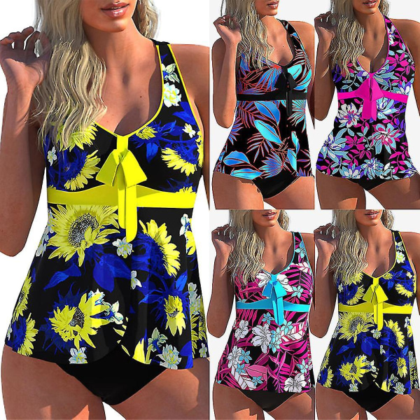 Lady Swimwear Tankini Set Beachwear Plus Size Yellow 4XL